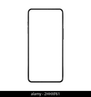 Frameless no frame realistic imagined smartphone mock up with blank white screen vector illustration Stock Vector