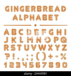 Christmas cartoon gingerbread cookies font alphabet collection Stock Vector