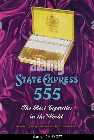 1959 British advertisement for State Express 555 cigarettes. Stock Photo