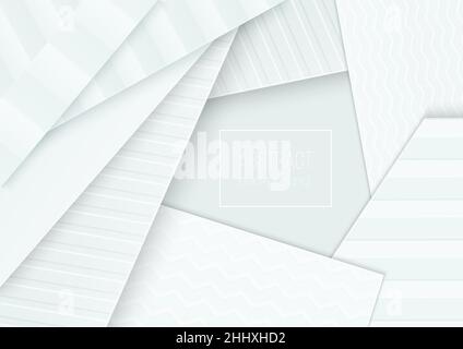 Paper cut banner concept. Paper curved abstract background for card poster brochure flyer design in soft light grey colors. 3d abstract background Stock Vector