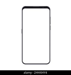 Realistic trendy smartphone mockup with thin frames and blank white screen isolated. Can be use for any user interface test or presentation Stock Vector