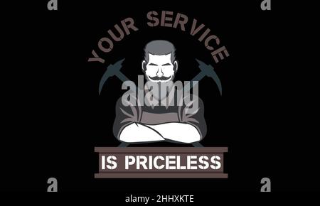 your service is priceless labors workers design monogram text vector template Stock Vector