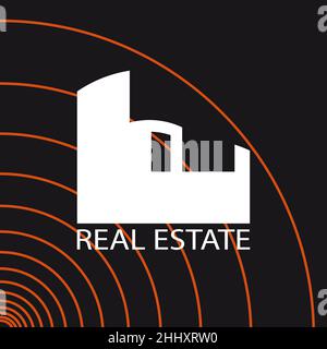 real estate icon, house icon on a black background Stock Vector