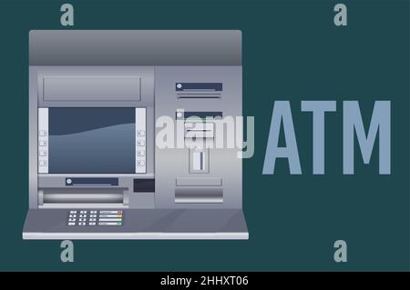 ATM Automated teller machine bank cash realistic vector illustration Stock Vector