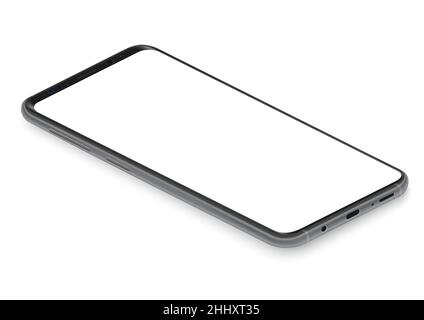 Realistic isometric black frameless smartphone mockup perspective view vector illustration Stock Vector