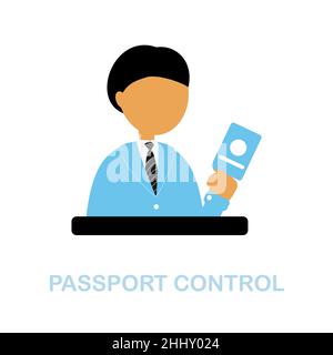 Passport Control flat icon. Colored element sign from airport collection. Flat Passport Control icon sign for web design, infographics and more. Stock Vector