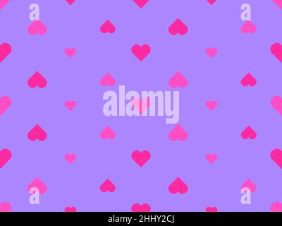 Seamless pattern with red hearts on a lilac background. Happy Valentine's Day. Background with hearts for greeting card, wrapping paper, promotional i Stock Vector