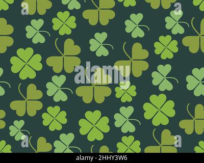 Clover leaves seamless pattern. St. Patrick's Day, Irish holiday. Background for greeting card, wrapping paper, promotional materials. Vector illustra Stock Vector