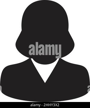 Woman icon vector user person profile avatar symbol for business in a flat color glyph pictogram sign illustration Stock Vector