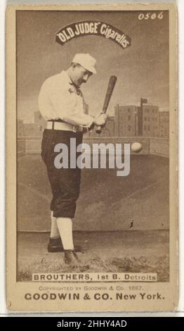 Dennis Joseph 'Dan' Brouthers, 1st Base, Detroit Wolverines, from the Old Judge series (N172) for Old Judge Cigarettes 1887 Issued by Goodwin & Company The 'Old Judge' series of baseball cards (N172) was issued by Goodwin & Company from 1887 to 1890 to promote Old Judge Cigarettes.. Dennis Joseph 'Dan' Brouthers, 1st Base, Detroit Wolverines, from the Old Judge series (N172) for Old Judge Cigarettes  404114 Stock Photo