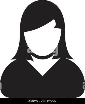 Person icon vector female user profile avatar symbol for business in a flat color glyph pictogram sign illustration Stock Vector