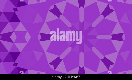 A low poly abstract background of random triangles in a variety of shades of purple. With a kaleidoscope effect Stock Photo