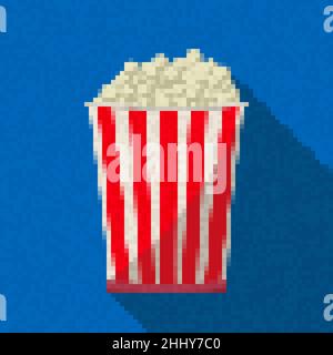 Pixel art popcorn icon, vector illustration Stock Vector