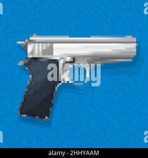 Pixel art pistol icon, vector illustration Stock Vector