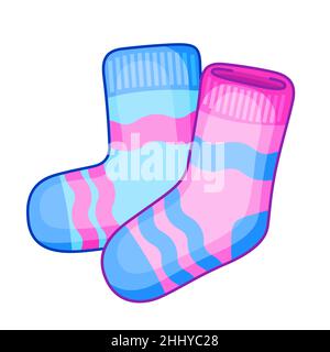 Vector icon winter socks. Funny sticker element Stock Vector