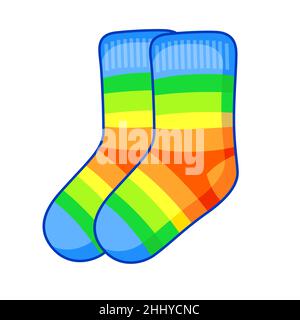 Vector icon winter socks. Funny sticker element Stock Vector