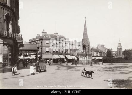 Vintage photograph, late 19th, early 20th century, view of Station Square, Harrogate, North Yorkshire Stock Photo