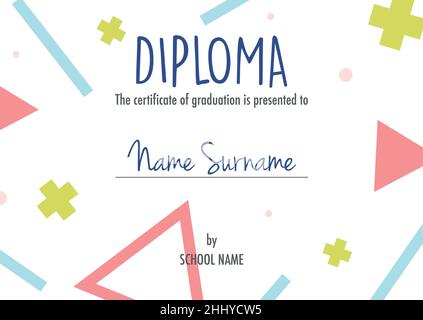 Diploma certificate concept template, with abstract background illustrations. vector Stock Vector