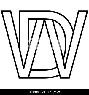 Logo sign, dw wd icon nft dw interlaced letters d w Stock Vector