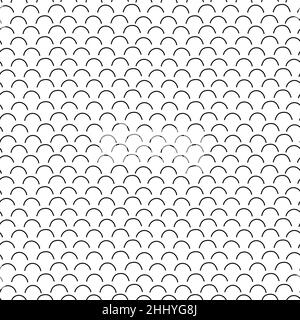 Hand drawn fish scale seamless pattern, black and white texture. Stock Vector