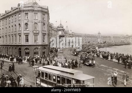 Vintage photograph, late 19th, early 20th century, view of Douglas Promenade, Douglas, Isle of Man Stock Photo