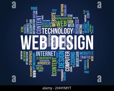 Web design word cloud template. Creative concept vector background. Stock Vector