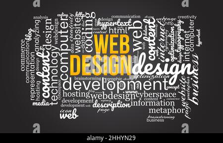 Web design word cloud template. Creative concept vector background. Stock Vector