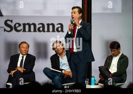 Presidential candidate member of the political party 'Nuevo Liberalismo' and member of the political alliance 'Coalicion Centro Esperanza'. speaks dur Stock Photo