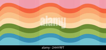 Grioovy psychedelic wave background for banner design. Retro 60s 70s  psychedelic pattern. Modern wave retro abstract design. Rainbow 60s, 70s,  hippie vector 9009854 Vector Art at Vecteezy