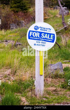 A Property Guys For Sale sign in Newfoundland, Canada. Stock Photo