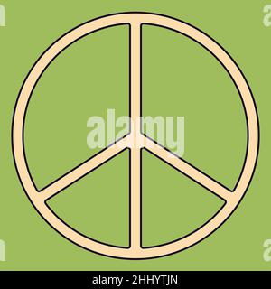 A square poster with the Pacific emblem in the cartoon trend style of the 70s. Stock Vector