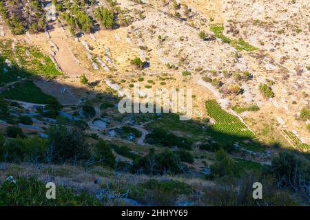 Landscape view from mountains above Ivan Dolac on Hvar island in Croatia.