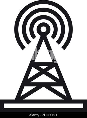 Broadcasting tower icon. Radio signal transmission station Stock Vector