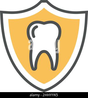 Tooth on shield icon. Dental protection. Dentist logo Stock Vector