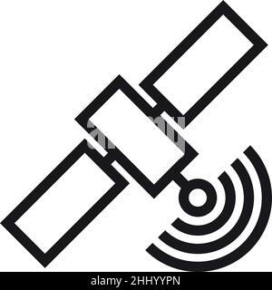 Broadcasting satellite icon. Artificial space transmitter with radio signal Stock Vector