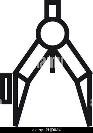 Drawing compass icon. Technical divider in linear style Stock Vector