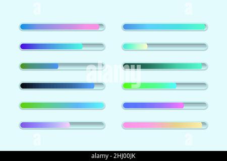 Gradient colorful sliders set Vector illustration. Stock Vector