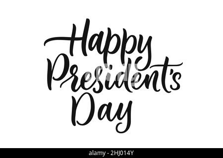 Happy Presidents Day hand drawn calligraphy lettering isolated on white background. Vector illustration for greeting card, holiday banner, poster desi Stock Vector