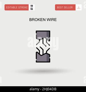 Broken wire Simple vector icon. Stock Vector