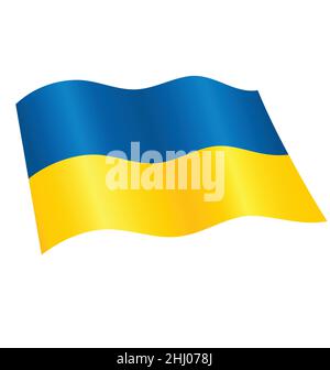 Ukrainian flag of ukraine flying waving flowing silk vector isolated on white background Stock Vector