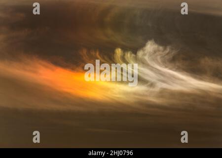 Parhelion Ice Crystals in cloud in sky, Castro Verde, Alentejo, Portugal Stock Photo