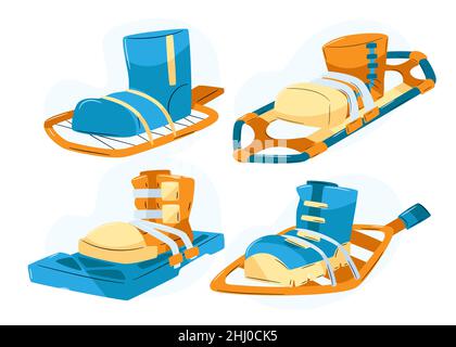 Hand drawn snowshoes set Vector illustration. Stock Vector