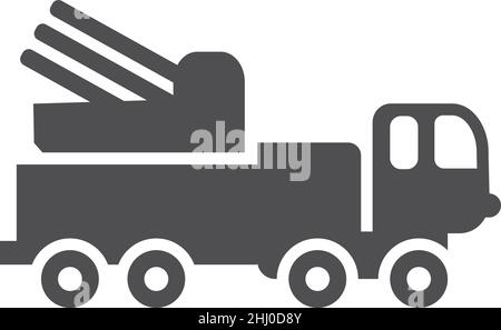 Multiple rocket launcher icon. Army artillery car Stock Vector