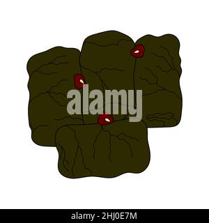 Dolma (tolma, sarma), stuffed grape leaves with rice and meat. Greek traditional food. Vector hand-drawn illustration. Design element for menu cafe, Stock Vector