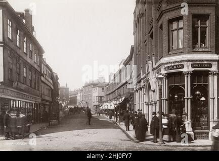 Vintage photograph, late 19th, early 20th century, view of 1891 - Rampant Horse Street, Norwich, Norfolk Stock Photo