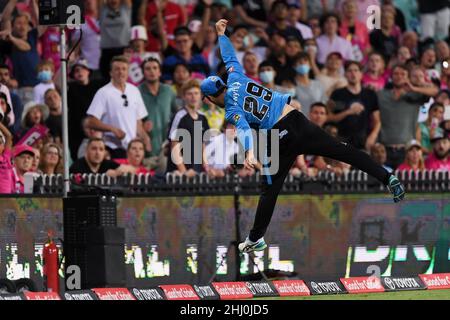 Sydney, Australia, 26 January, 2022. Jon Wells of the Strikers during the Big Bash League Challenger cricket match between Sydney Sixers and Adelaide Strikers at The Sydney Cricket Ground on January 26, 2022 in Sydney, Australia. Credit: Steven Markham/Speed Media/Alamy Live News Stock Photo