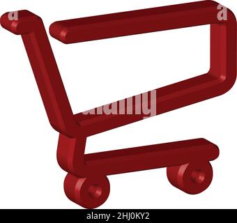 shopping cart, simple 3D icon - vector Stock Vector