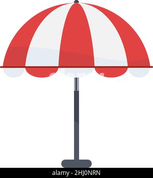 Red striped beach umbrella. Summer cafe awning Stock Vector