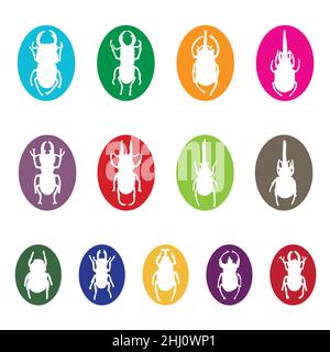 Vector group of insects on white background. Beetle. Easy editable layered vector illustration. Stock Vector