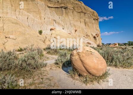 The Cannonball Concretions in the Theodore Roosevelt National Park Stock Photo